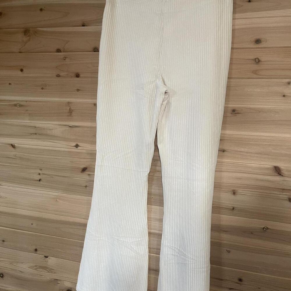 Cream And White Ribbed Flare